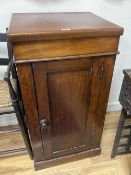 A Victorian mahogany pedestal cupboard, width 46cm depth 40cm height 87cm, together with a child's