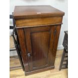 A Victorian mahogany pedestal cupboard, width 46cm depth 40cm height 87cm, together with a child's