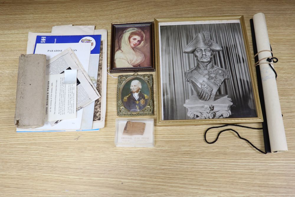 Miscellaneous items, including a coloured stipple engraving of Admiral Lord Nelson after John - Image 3 of 6