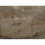 Harry Morley (1881-1943), pencil and watercolour, Bull fighting scene, monogrammed, 24.5 x 36.5cm