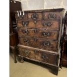 A Queen Anne walnut chest on stand, width 100cm depth 53cm height 131cm