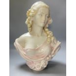 A Italian porcelain bust of a lady, height 53cm