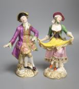 A pair of 19th century Minton figures of a lady and gentleman dancing, height 19.5cmCONDITION:
