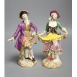 A pair of 19th century Minton figures of a lady and gentleman dancing, height 19.5cmCONDITION: