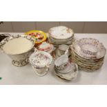 A Limoges porcelain dessert service, a Newhall saucer and sundry ceramics