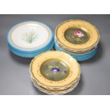 A 19th century Worcester botanical part dessert service ( 9-pce) and a Paris porcelain botanical