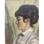 Lewellyn Petley-Jones (1908-1986) Canadianunframed oil on canvas,'Mrs Graham Eyre',signed and