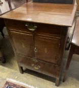 A George III mahogany bedside cabinet, width 60cm, depth 54cm, height 85cm