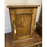 An early 20th century ash bedside cabinet, width 43cm, depth 40cm, height 66cm