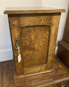 An early 20th century ash bedside cabinet, width 43cm, depth 40cm, height 66cm