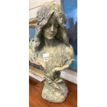 A composition Art Nouveau-style bust 'Printemps', height 63cm