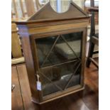 An Edwardian Georgian design inlaid mahogany hanging corner cabinet, width 52cm, height 74cm