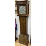 A late 18th century thirty hour longcase clock movement by Crisp - Wrentham in later oak case,