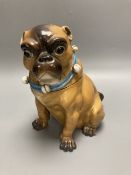 A German porcelain 'pug' tobacco jar and cover, late 19th century, height 18.5cmCONDITION: The