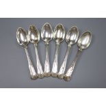 A set of six George III silver hourglass pattern teaspoons, London, 1816, 6.25oz, (maker's marks