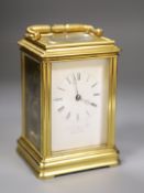 A large late 19th century French brass carriage clock, height 15cm