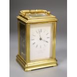 A large late 19th century French brass carriage clock, height 15cm