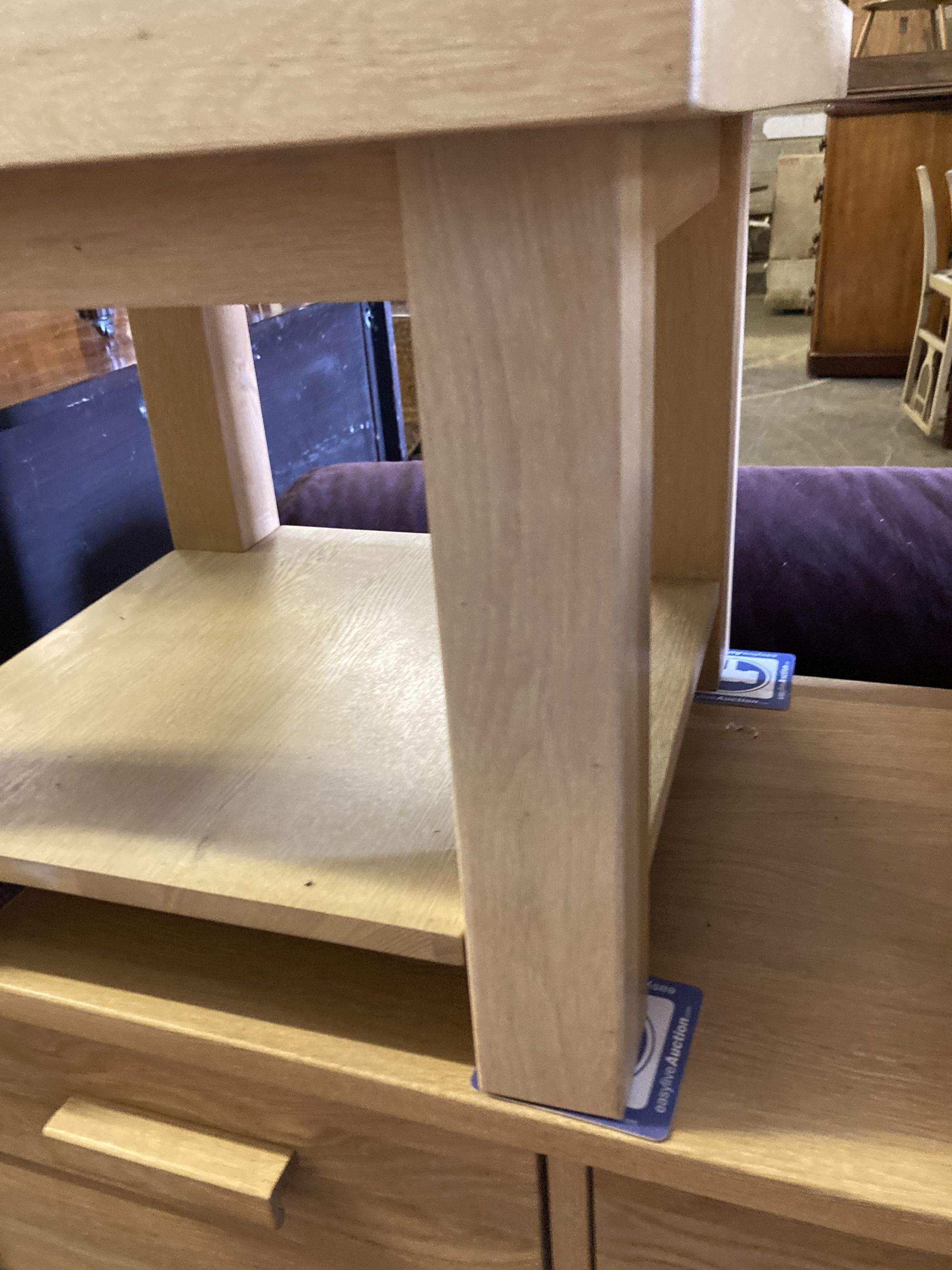 A pair of contemporary oak two-tier occasional tables, width 55cm, depth 55cm, height 45cm - Image 4 of 5