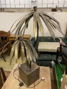 A Maison Jansen brass and steel double palm floor lamp, height 110cm