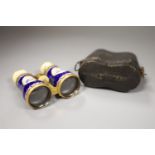 A pair of enamel and ivory opera glasses