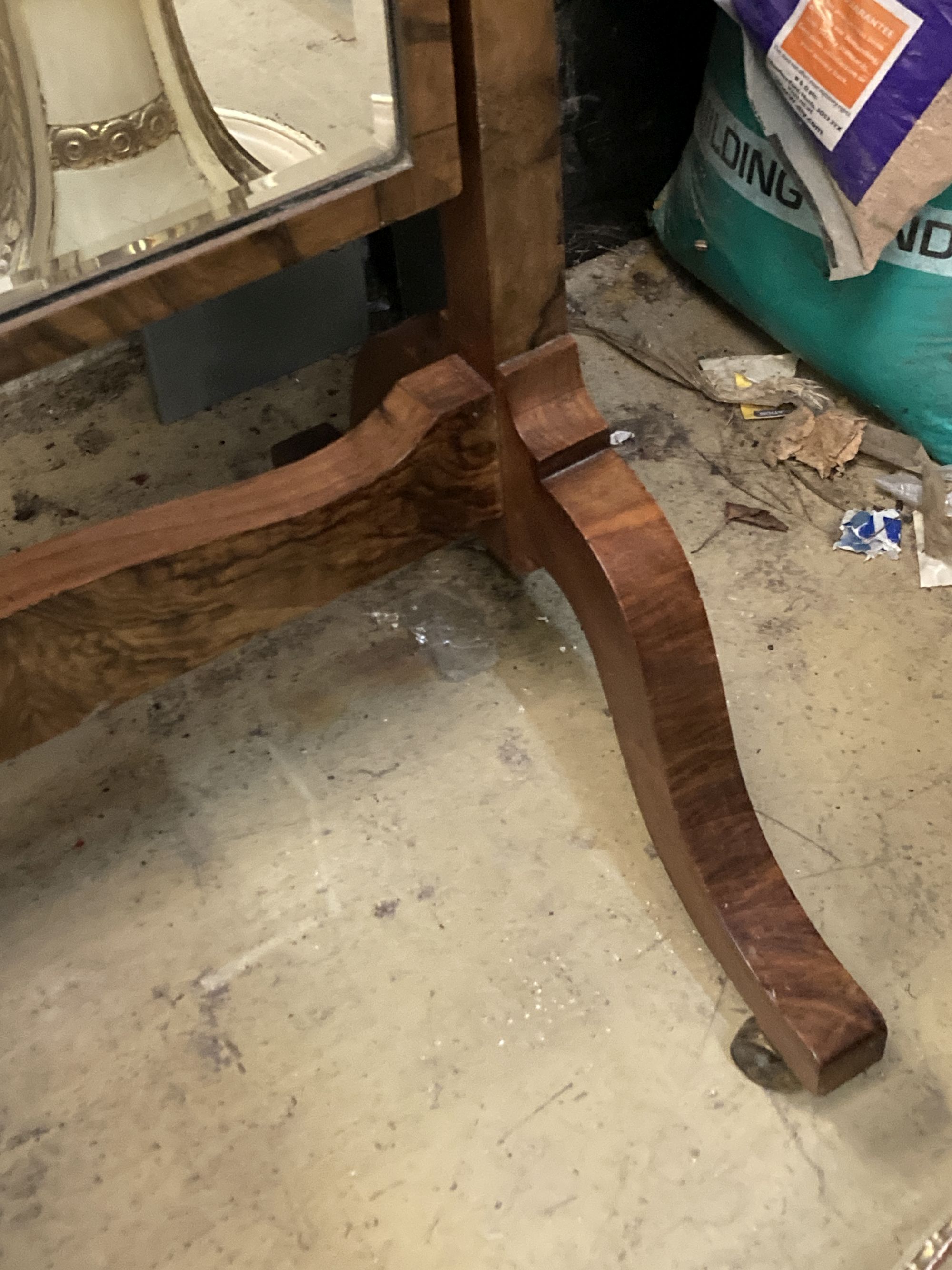 A 1920's walnut cheval mirror, width 54cm, height 164cmCONDITION: Some silvering to the mirror. No - Image 4 of 4