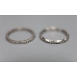 Two white metal and diamond chip set full eternity rings, one stamped platinum, size N, platinum