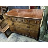 A Victorian mahogany low chest of drawers, width 105cm, depth 52cm, height 82cm