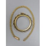 A 9ct chain, 41cm and a 9ct gold pendant mount, gross 11.8 grams.