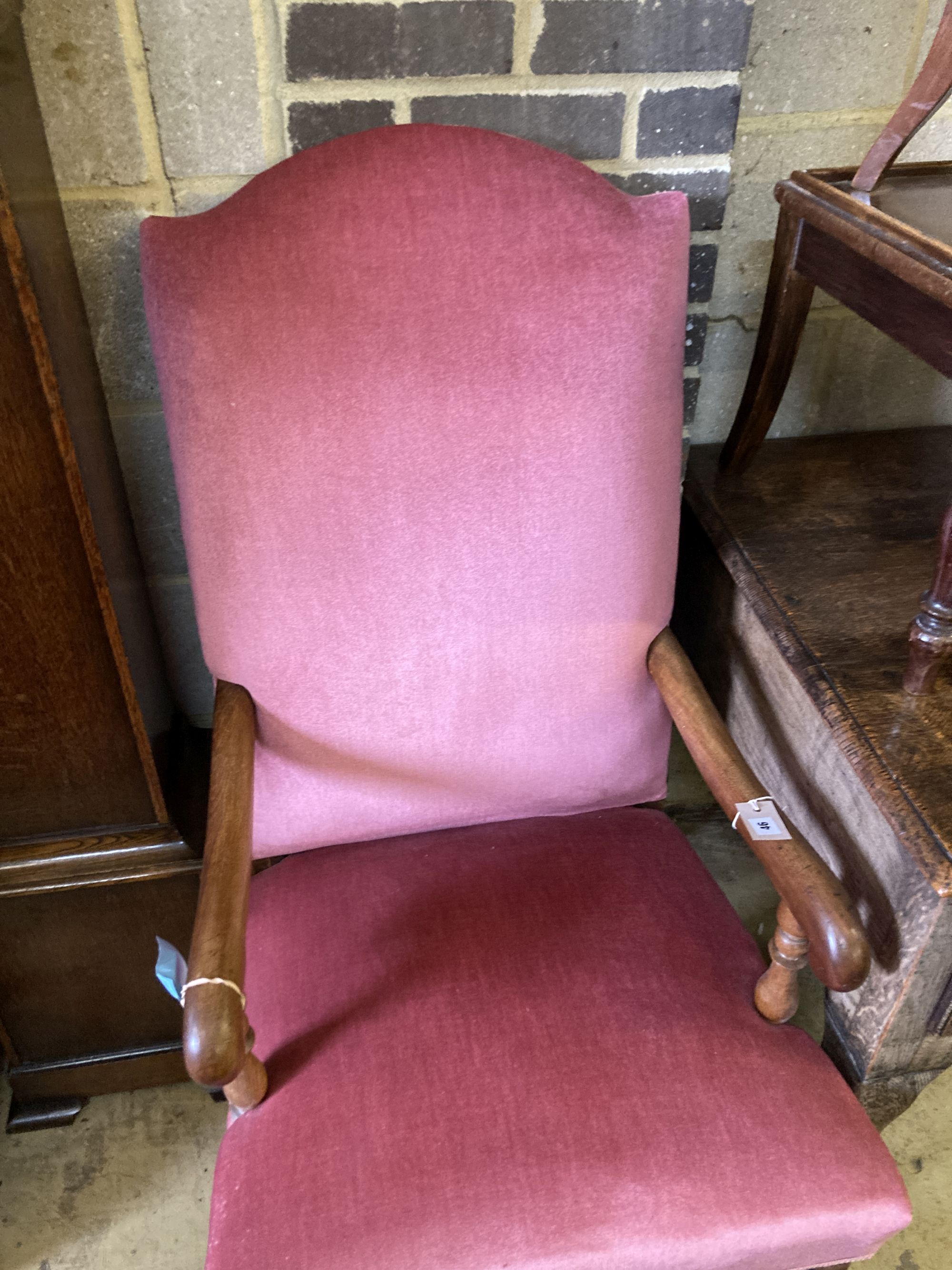 A walnut upholstered elbow chair, circa 1700 - Image 2 of 4