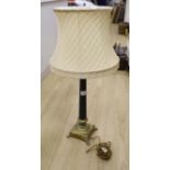 A Corinthian column table lamp and shade, lamp height 55cm