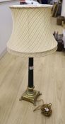A Corinthian column table lamp and shade, lamp height 55cm