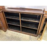 An Edwardian boxwood strung rosewood open bookcase, width 142cm, depth 32cm, height 103cm