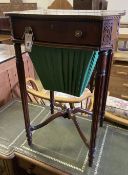 A Regency design inlaid mahogany sewing table, width 47cm, depth 40cm, height 75cm