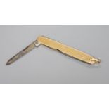 A George V 9ct gold mounted pocket knife, 78mm, gross 21.3 grams.