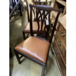 A Harlequin set of six George III and later mahogany dining chairs