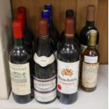 Three bottles of Chateau Lyonnat, 1985, two bottles of Laroche-Clauzet, 1989, two Chateay
