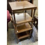 A pair of Regency style mahogany two tier occasional tables, width 47cm, depth 47cm, height 59cm