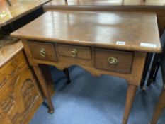 A small 19th century oak side table, width 33cm, depth 40cm, height 69cm