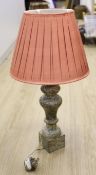 A grey veined marble table lamp, height 45cm