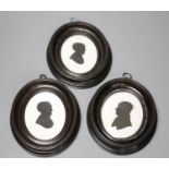 Three silhouettes on plaster by John Miers (1756-1821), one with London trade label, original