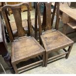A set of four 18th century provincial elm wood seat dining chairs