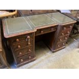 A Victorian mahogany kneehole desk, width 122cm, depth 54cm, height 74cmCONDITION: This is one solid