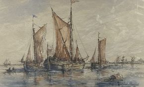 Max Parsons, watercolour, 'Dutch Barges', signed and dated '85, 19 x 31cm