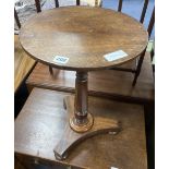 An early Victorian circular mahogany wine table, 35cm diameter, height 55cm