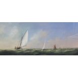 Christine Slade (b. 1943), watercolour and gouache, racing yachts and other boats at sea, signed '