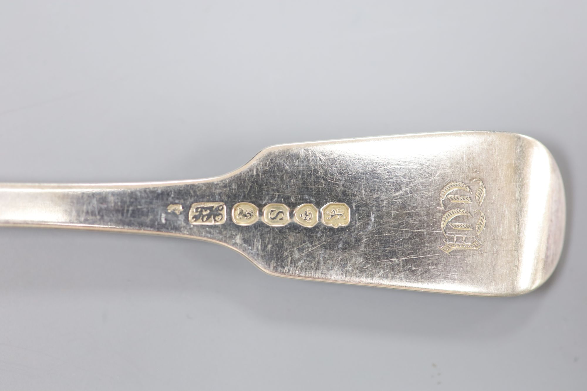 A harlequin set of George III and later silver initialled fiddle pattern flatware, comprising twenty - Image 2 of 2