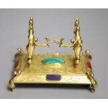 An ormolu and specimen stone desk stand, length 11.5cm