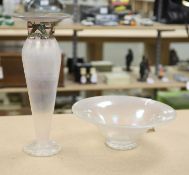 An Anthony Stern lustre glass bowl and a vase, height 41cm