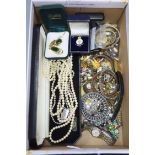 A collection of silver and paste-set costume jewellery and wristwatches, to include an attractive