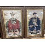 A pair of Chinese painted ancestor portraits, late Qing, 71 x 40cmCONDITION: Provenance - Alfred